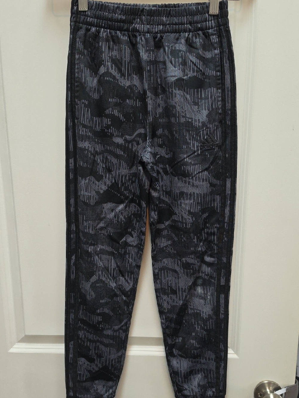 adidas Youth Black & Gray Camo Stripe Joggers